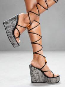 CUCCOO SZL Women High Platform Summer Holiday & Party Fashionable Sandals - Black - View 4