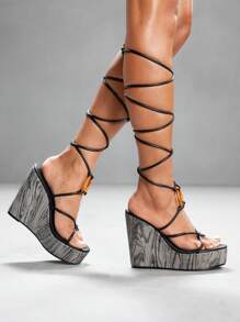 CUCCOO SZL Women High Platform Summer Holiday & Party Fashionable Sandals - Black - View 5