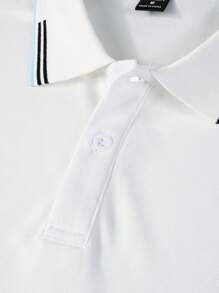 Manfinity Mode Men's Summer Casual Contrast Trim Short Sleeve Polo Shirt Polo Shirt For Men Shirts For Men Men Polo Shirts - White - View 5