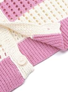 Manfinity Hypemode MEN Prep Men's Letter Pink Striped Embroidery Pattern Sweater, Football Style, Suitable For Valentine's Day - Pink - View 4