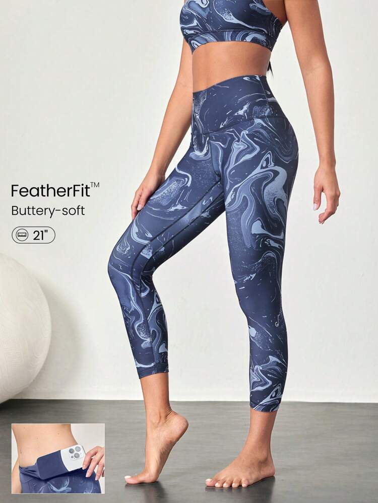 Calça legging ioga 'FeatherFit™' 21 polegadas Capri, macias como manteiga, não transparentes, controle da barriga, calça justa para academia, com bolso escondido na cintura