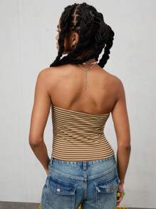 COUREZ Top bandeau a rayas con detalle delantero / Tops / Tops de verano / Tops para salir / Estilo informal / Festival de música de ocio Vacaciones Destinos Y2K Vintage