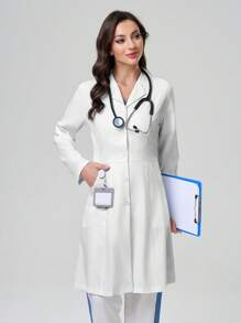 TaskEZ Laboratory Coat / Smock With Lapel Collar And Open Front