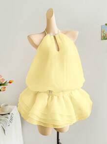 Soleia فستان قصير مزين بالشرائط واللؤلؤ مناسب للأجازة، المواعيد، عيد الحب، وحفلات الشاي بعد الظهر