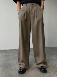 Claim Dot Men's Casual Suit Pants, Minimalist, Suitable For Summer - Mocha Brown - View 4