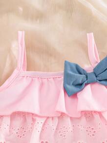 SHEIN Vintaside Kids 2pcs Baby Girls Camisole Top + Denim Shorts Set, Summer