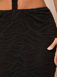 Lumalex Outing Swimsuit Swimwear Swim Cover-Up Bikini Set Fairycore Summer Swimsuit Swimwear Swim Vacation Elegant Easter Bohemian BOHO Sea Beach Hot Outdoor Richly Layered Wedding Season Banquet Coming Of Age Ceremony Beach Seaside Women's Low Cut Backless Textured Sheer Floral Dress - Black - View 8