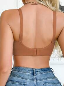 Moonlight&Mama Maternity Solid Color Casual Comfortable Seamless Nursing Bra Without Padding - Brown - View 2