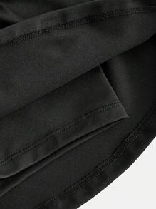 SHEIN Young Girl Simple Solid Color Round Neck Racerback Tank Top And Mini Skirt Sportswear, Summer - Black - View 5