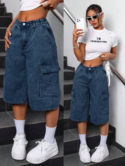 SHEIN ICON 女士时尚牛仔短裤，适合夏季