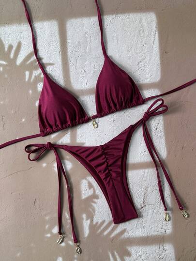 Swim Vcay Solid Colored Two Pieces Swimwear Bikini For Beach & Vacation For Summer