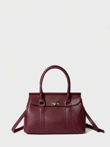 时尚百搭手提包通勤包，时尚勃艮第包，时尚女士包包优雅 - 酒紅色 - 查看 2