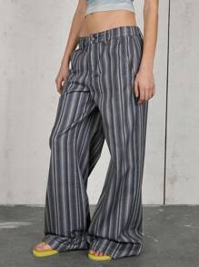 COUREZ Jeans vintage imprimés à taille basse et jambe évasée 100% coton style Y2K