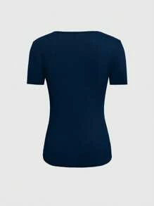 INAWLY 女士休闲纯色镂空短袖T恤，夏季