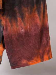 SHEIN 男童扎染短袖T恤和短裤套装 - 橘色 - 查看 2