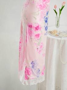 Sweetina Women's Pink Floral Summer Elegant Party Dress,Twist Front Spaghetti Strap Boho Vacation Outfits,Casual Wedding Guest Graduation Easter Rave Clothes - Pink - View 7