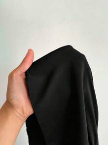 SHEIN Clasi 大码纯色方领短袖连衣裙，休闲时尚，适合夏季 - 黑色 - 查看 7