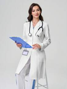 TaskEZ Laboratory Coat / Smock With Lapel Collar And Open Front