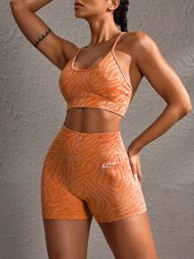 Powerista Conjunto de top deportivo y shorts de moda minimalista para mujer, uso casual y diario para hacer ejercicio