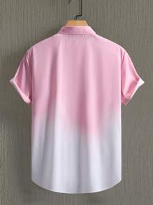 Manfinity Homme Áo sơ mi nam tay ngắn cài nút phía trước họa tiết gradient thường ngày mùa hè - Hồng - Xem 2