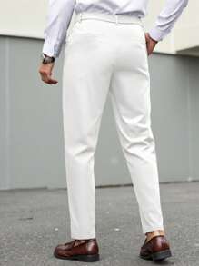 Manfinity Mode Plain Suit Pants For Men, Suitable For Commuting, Leisure And Business Travel,Suitable For New Year Holidays, Gift For Boyfriend