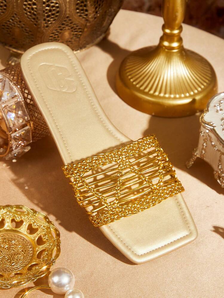 CUCCOO TILAWA Women's Gold Minimalist Pointy-Toe Flats, Elegant, Comfortable, Slip-On Casual Shoes For Work, Dating, Formal Occasions