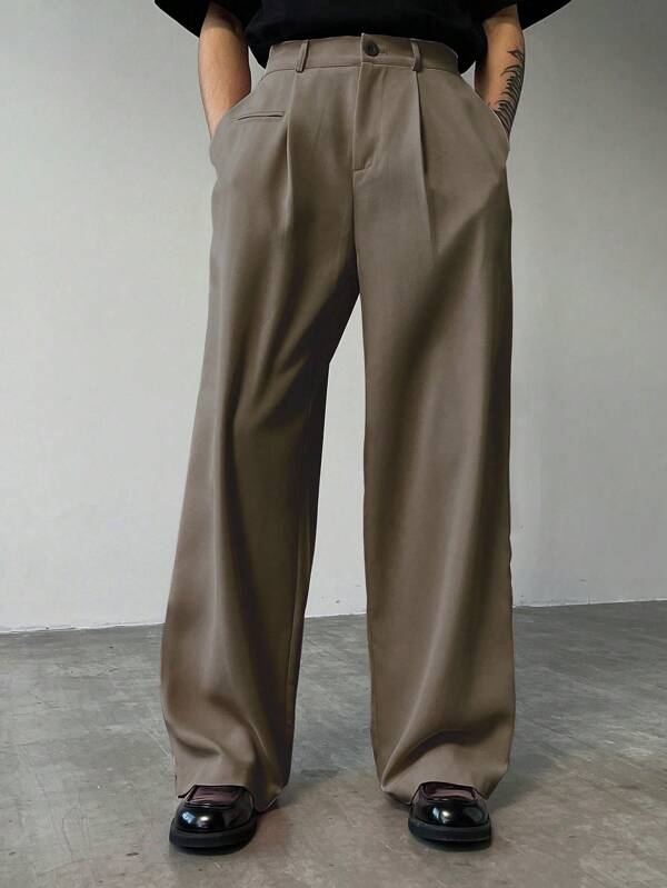 Manfinity Hypemode Men's Casual Suit Pants, Minimalist, Suitable For Summer