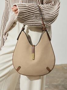 SHECARRY 女士单肩包 绒面皮革 秋季 冬季 校园 旅行 通勤 工作 优雅 精致 - 卡其色 - 查看 7