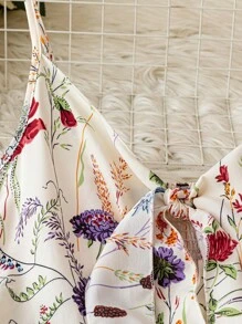 Breezaya Women's Elegant Casual Print Cinched Waist Spaghetti Strap Long Dress