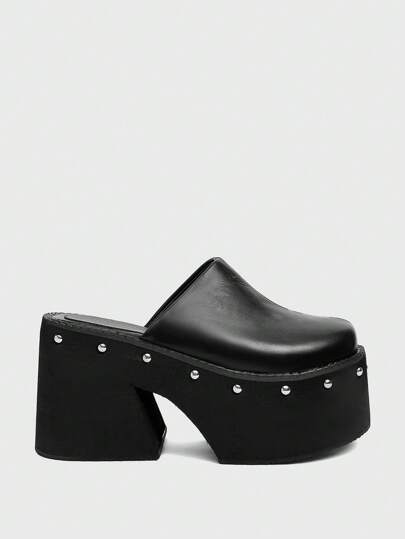 Sugerpunk 女士 11 厘米超高跟坡跟穆勒拖鞋圆头厚底一脚蹬凉鞋