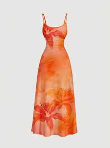 SHEIN MOD Plus Size Women Casual Floral Print Cami Dress, Suitable For Summer,Beach Dress Sundress,Holiday Outfits Boho Suitable For Going Out Chic Dress - Multicolor - View 6