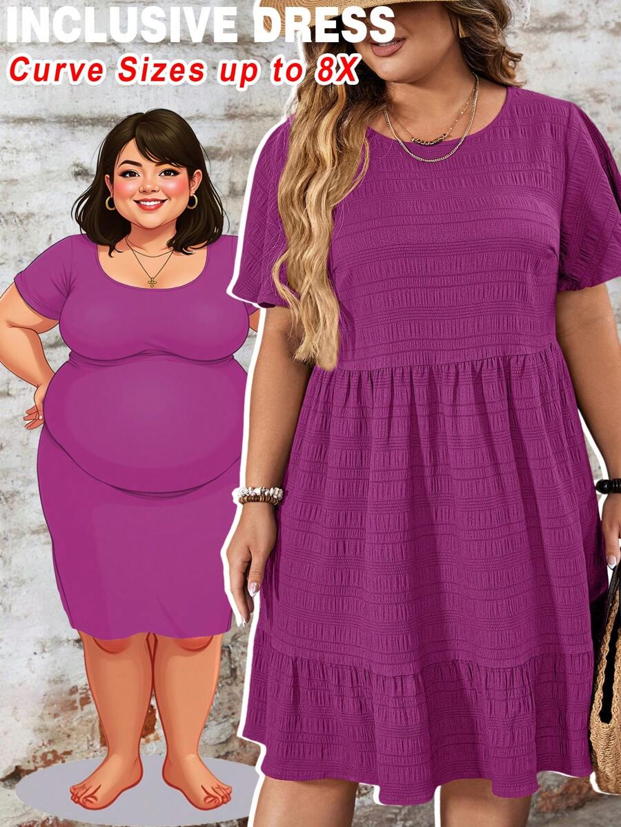 SHEIN CURVE+ 大码红色娃娃印花连衣裙，适合情人节和度假，春夏季