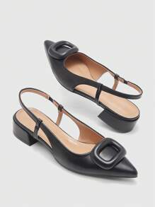 CUCCOO BIZCHIC Women's Pointed Toe Adjustable Buckle Strap Flat Loafers For Christmas - Black - View 2