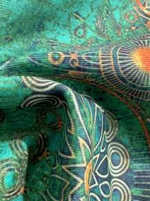 Soleia Women's Colorful Vintage Print Metal Decor Tie-Up Bikini Set, Resort Style