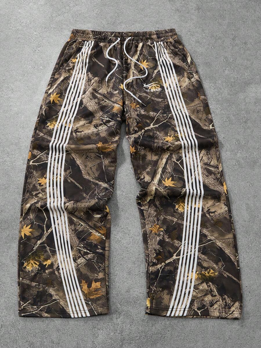 Loose Men's Slogan Graphic Drawstring Waist Sweatpants