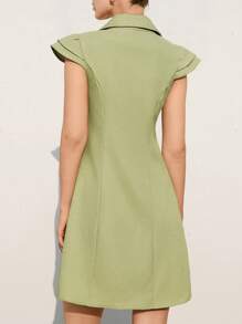 Chiquease Váy Blazer không tay hai hàng khuy cho tiệc Giáng sinh - màu xanh lá - Xem 2