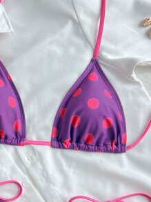 SHEIN Swim Polka Dot Print Two Pieces Swimwear For Beach Vacation, Random Print For Summer - Multicolor - View 3