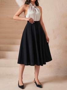 CLARA VERO Falda elegante plisada de unicolor para la oficina para mujer
