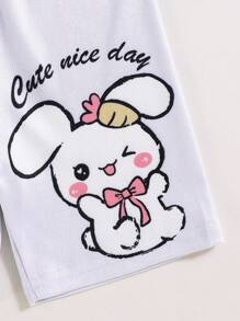 3pcs/Set Young Girl Cute Rabbit Ear Cartoon Print Short Leggings - Multicolor - View 3