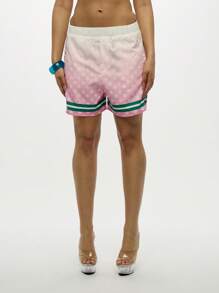 SUMWON WOMEN Pantaloncini sportivi con stampa digitale sfumata, stile boxer, abbigliamento sportivo premium, per spiaggia, estate casual, corsa, piscina, leggero e traspirante