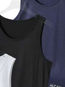 Manfinity Homme 3pcs/Pack Men's Casual Versatile Tank Tops, Summer Men Tank Tops - Multicolor - View 3