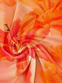 SHEIN EZwear Women's Boho Floral Print Woven Fabric Jumpsuit With Spaghetti Straps And A Wrap Design - Multicolor - View 6