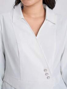 Scrubzie Plus Size Anti-Wrinkle, Moisture-Wicking Criss-Cross Wrap Women's /Lab Coat, White Coat - White - View 3
