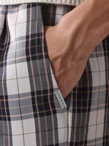 SUMWON 宽松格纹长裤 宽松抽绳休闲裤 四季舒适宽腿 街头风格 个性裤装 - 彩色 - 查看 6