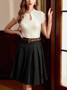 Vintamour Retro Elegant Women Skirt, Tailored Pleated Summer/Spring Skirt Business Casual Woman Office Festival 1960s Mother Day Vacation Office Festival Teacher