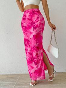 Islaluna Falda larga casual con estampado degradado para mujer