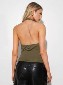 SHEIN EZwear 上衣 摇领黑色吊带上衣