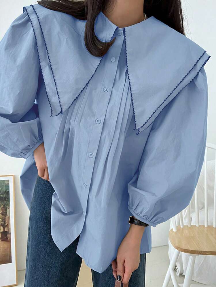 Women's Casual Ruffle Collar Long Sleeve Blouse, Spring/Fall