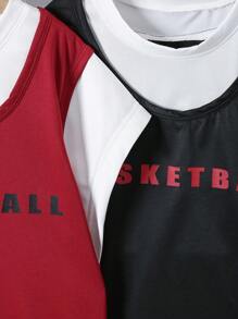 3Pcs/Set Boys' & Young Men's Contrast Color Sporty Short Sleeve T-Shirt With Outdoor Sports Drawstring Pants, For Basketball, Jogging, Workout - Multicolor - View 5