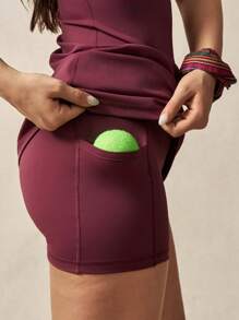 VARSIVA Women's Halter Design Casual Athletic Sports Mini Dress & Shorts - Burgundy - View 5